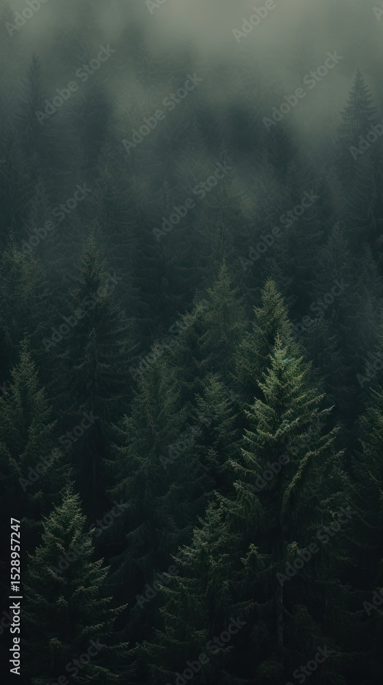 Fototapeta premium Deep pine forest outdoors woodland nature.