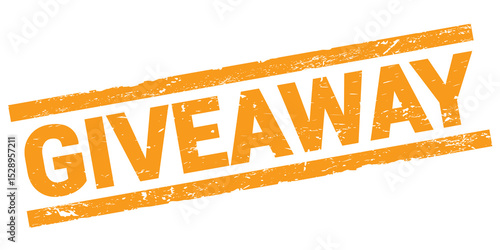 GIVEAWAY text on orange rectangle stamp sign.