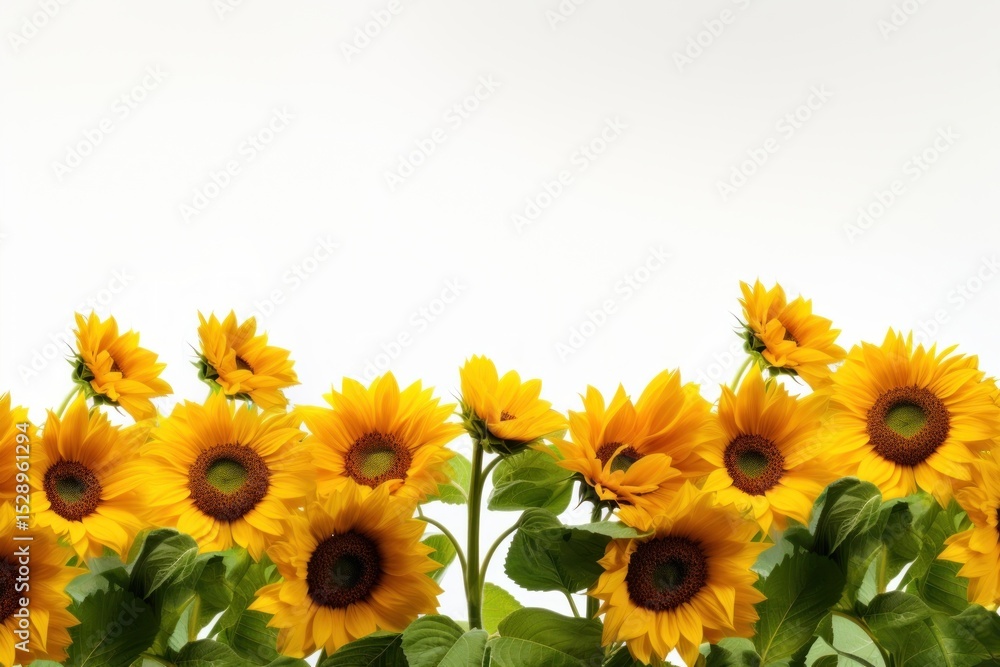 Fototapeta premium Vibrant sunflowers against white background