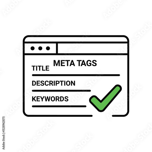Website meta tags optimization checkmark icon