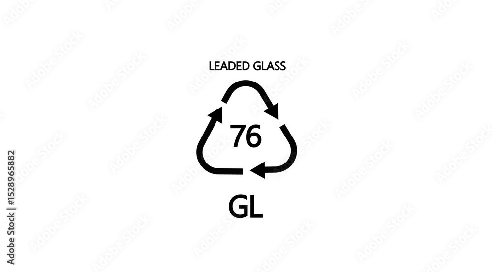 Leaded Glass or GL or number 76 Recycle Symbol Animation Leaded Glass or GL or number 76 Recycle Symbol Animation