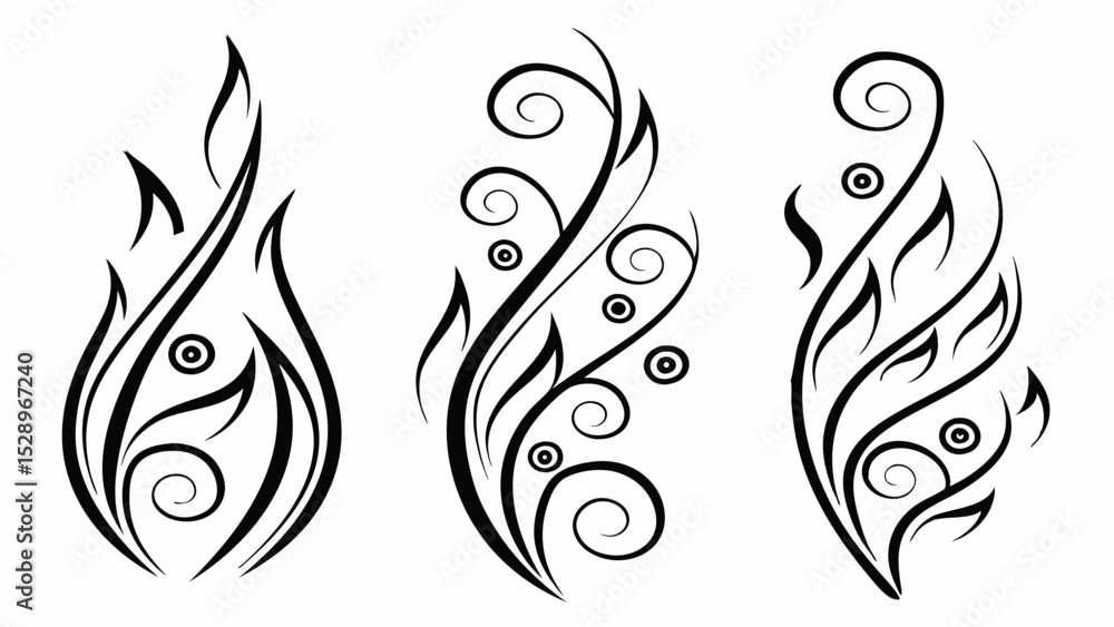 Fototapeta premium Three Decorative Floral Design Elements