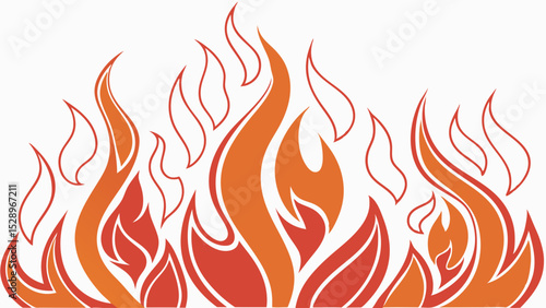 Stylized Flames: Orange and Red Fire Vector Illustration