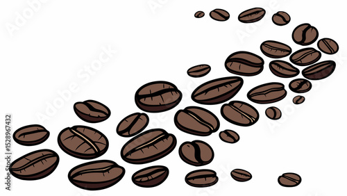Stylized Coffee Beans Arranged in a Swirling Pattern