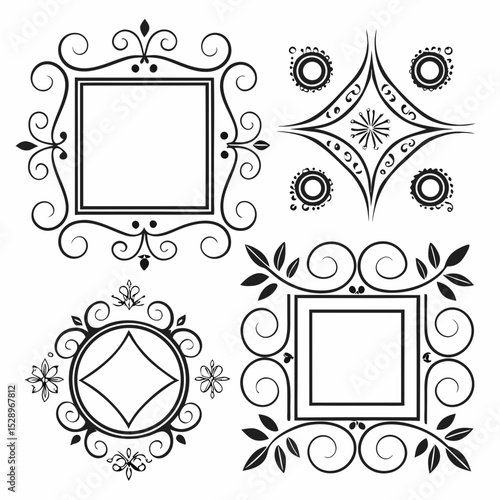 Collection of Elegant Ornamental Frames and Design Elements