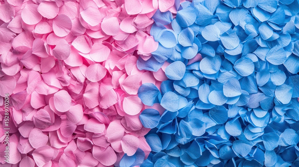 Obraz premium A pink and blue gradient of petals, with a pink foreground and a blue background.