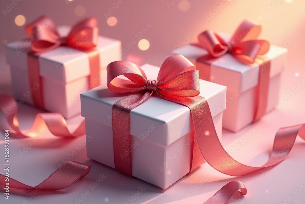 Ethereal gift boxes, silk ribbons, weightless , flow, magical Ethereal gift boxes, silk ribbons, weightless , flow, magical
