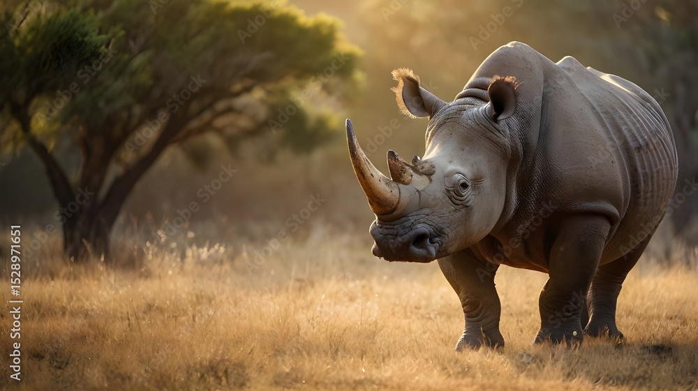 Fototapeta premium Rhinoceros in Morning Light