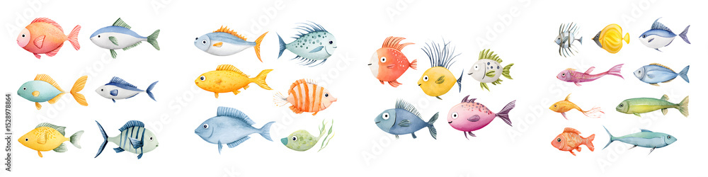 Diverse collection of colorful tropical fish Diverse collection of colorful tropical fish