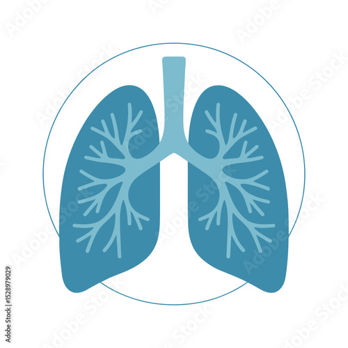 Simple Illustration of Human Lungs in a Circle Representing Respiratory System Health Pulmonary Function and Medical Anatomy with a Clean and Modern Design