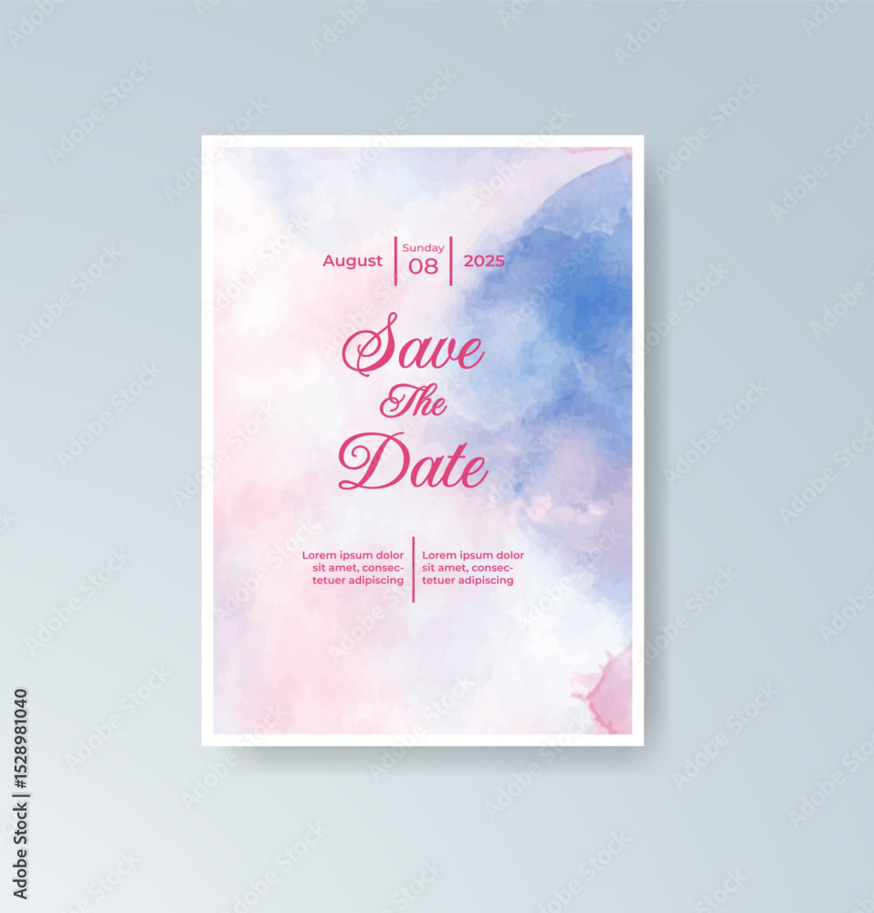 Fototapeta premium Wedding invitation with abstract splash watercolor