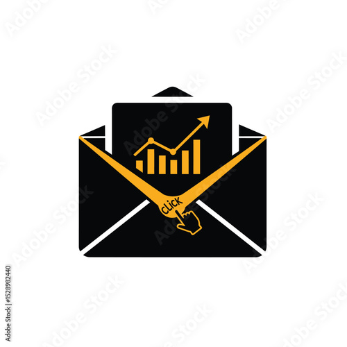 Email marketing growth graph click icon