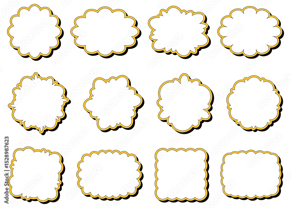 Fototapeta premium 曲線のフレームセット、ポップなデザイン、影付き