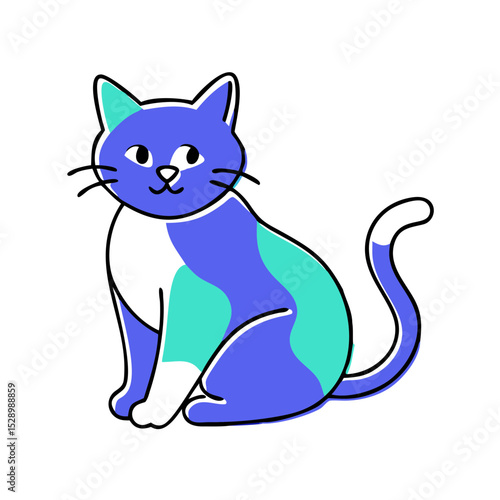 Adorable Blue and White Cat Illustration Perfect for Pet Projects