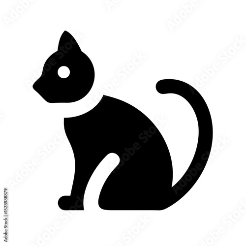 Silhouette of a Domestic Cat Sitting Gracefully A Simple Vector Graphic
