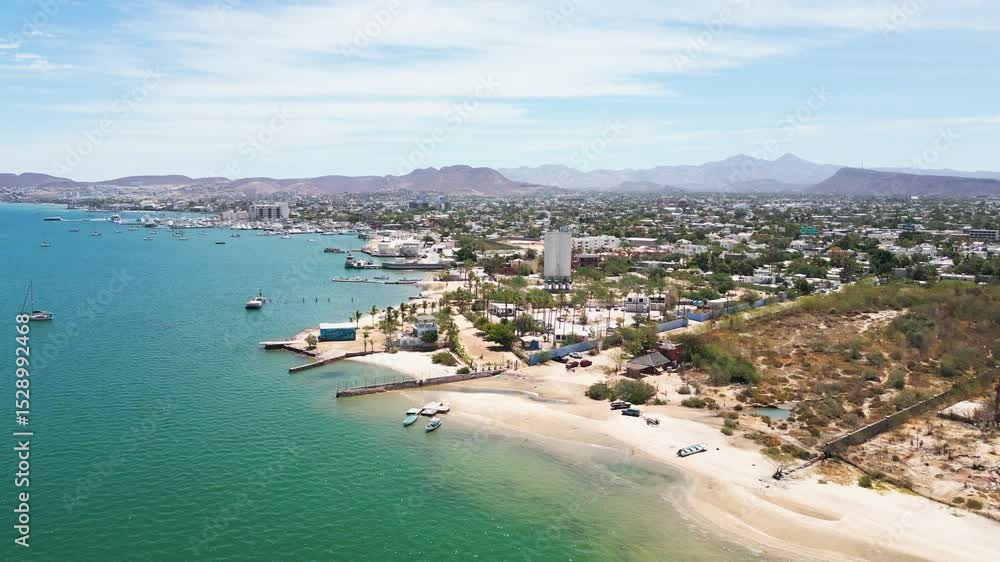 Playa posada beach and marina in la paz, baja california sur, mexico, aerial view Playa posada beach and marina in la paz, baja california sur, mexico, aerial view