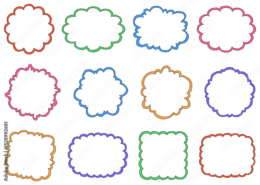 Fototapeta premium 曲線のフレームセット、手書き、ポップなデザイン