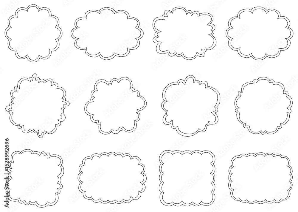 Obraz premium 曲線のフレームセット、手書き、ポップなデザイン