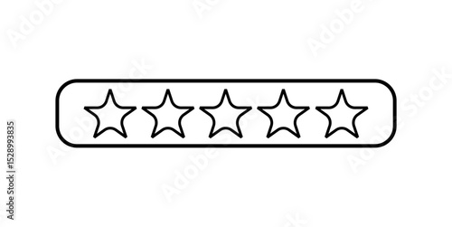 Minimalistic star rating icon with all 5 stars outlined, indicating no rating or feedback given. Useful in UI/UX mockups, app design, and review placeholders.