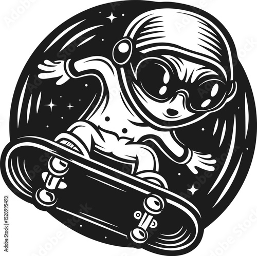 space skateboarding astronaut in vintage comic cosmic adventure, stars, and universe exploration