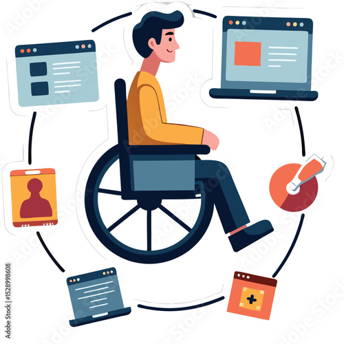 Person in Wheelchair Working on Laptop in Modern Office