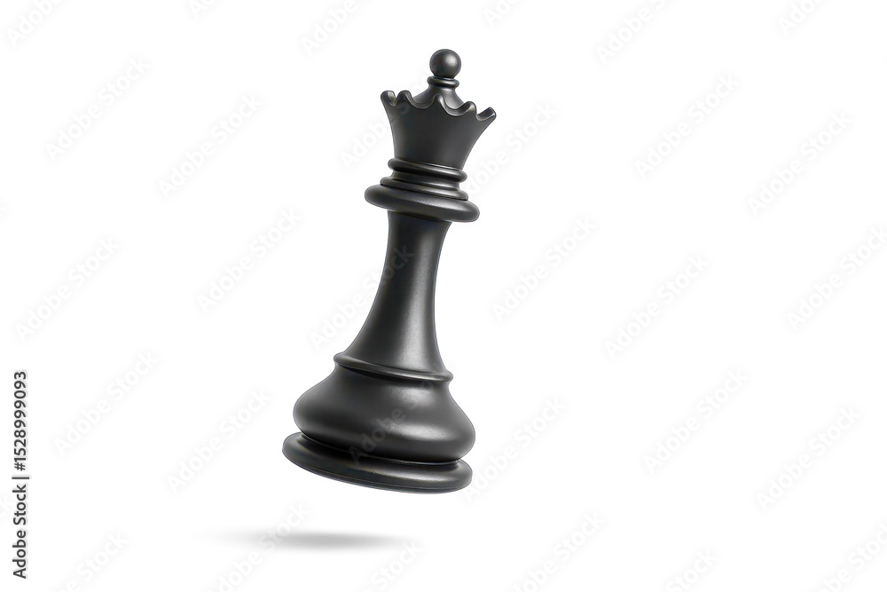 Black chess queen piece isolated on white background, symbol of strategy, leadership, power, business intelligence, competition, success, and decision making Black chess queen piece isolated on white background, symbol of strategy, leadership, power, business intelligence, competition, success, and decision making