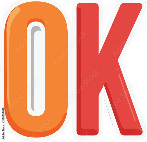 "OK" Bold Orange and Grey Lettering