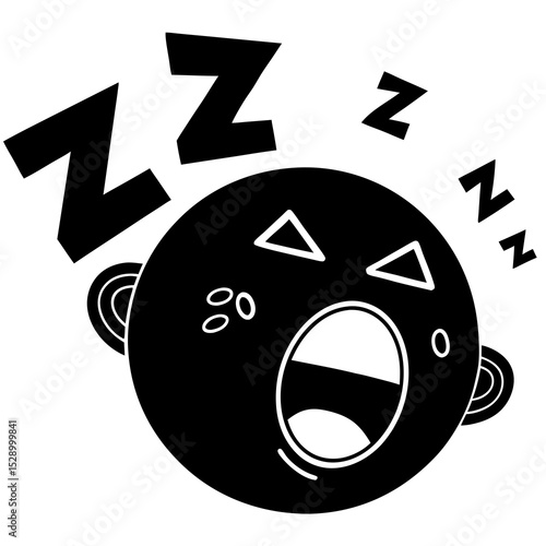 Sleepy cartoon face yawning with zzzs
