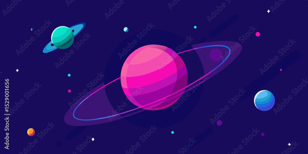 Mysterious Gradient Space Scene with Deep Star Field and Planet Vector Illustration Background Mysterious Gradient Space Scene with Deep Star Field and Planet Vector Illustration Background