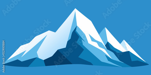 Dramatic Icy Mountain Ridge Landscape Background with Snow and Ice Vector Illustration