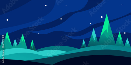 Spectacular Northern Lights Aurora Borealis Sky Background Vector Illustration