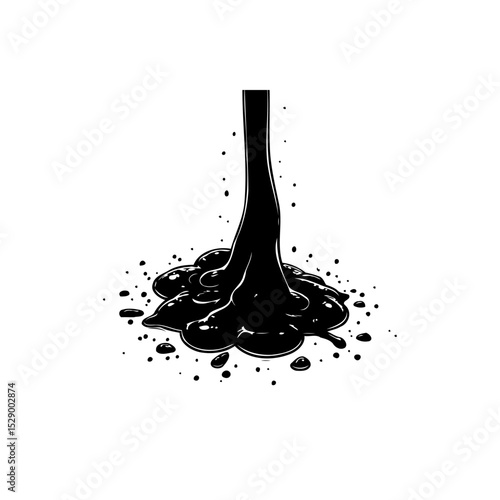 Black liquid pouring, representing crude oil, petroleum, or paint in monochrome