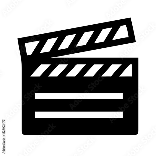 Black clapper board icon isolate 