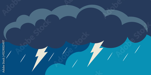 Dramatic Stormy Sky Landscape Background with Dark Clouds Vector Illustration
