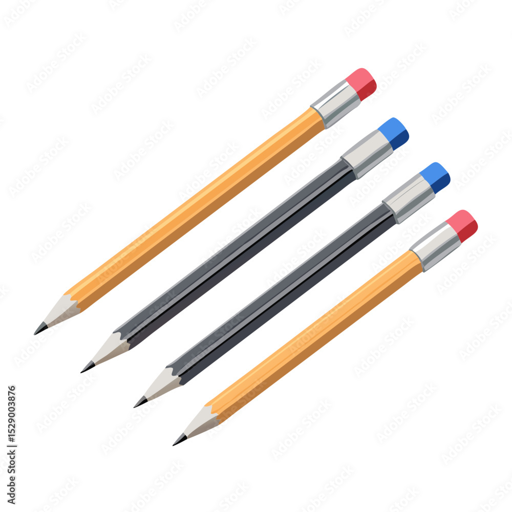 Realistic Pencils With Rubber Eraser
Realistic Pencils With Rubber Eraser
