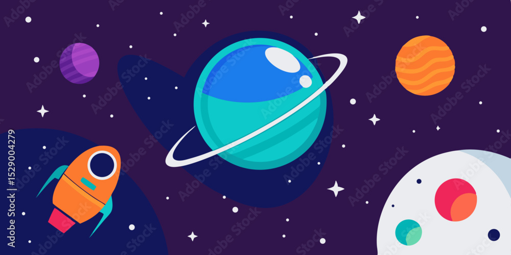 Stunning Astronaut View from Orbit Showing Planets and Star Fields Vector Illustration Background Stunning Astronaut View from Orbit Showing Planets and Star Fields Vector Illustration Background