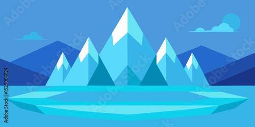 Pristine Crystal Lake Landscape Background with Clear Water and Forest Vector Illustration