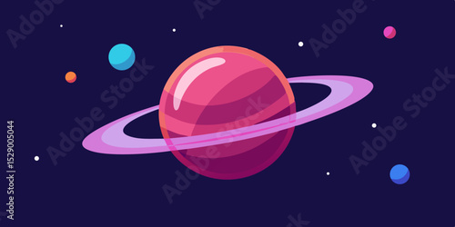 Dreamlike Planetary Rings Surrounding a Glowing Nebula Planet Vector Illustration Background