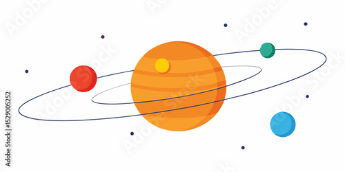 Informative Flat Solar System with Labeled Orbital Paths Vector Illustration