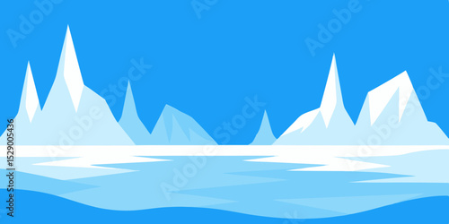 Expansive Frozen Tundra Landscape Background with Snow and Ice Vector Illustration