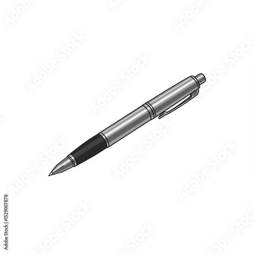 Elegant silver pen design perfect for branding stationery logos and corporate identity projects needing a professional touch.