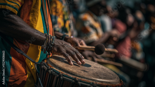 Close-Up of Traditional African Drum Played at Caribana Festival Street Parade Showcasing Cultural Music and Heritage