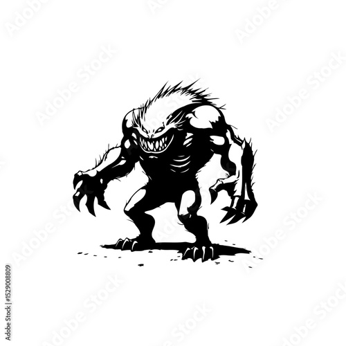 Illustrative menacing monster silhouette showcases raw power and terrifying features