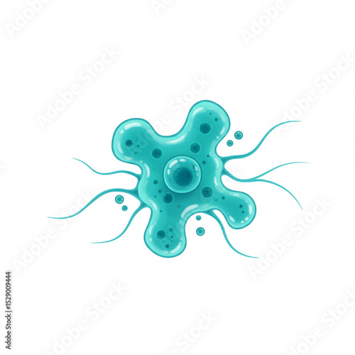 A vibrant teal amoeba design perfect for science branding logos icons and educational materials promoting microbiology or cell biology studies
