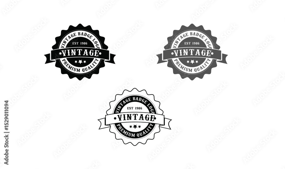 Fototapeta premium Vintage Logo, Badge Logo, Retro Logo, Premium Quality, Vintage Badge Design, Classic Logo, Seal Logo, Monochrome Logo, Black and White Logo, Old Style Logo, Heritage Logo, Retro Label Design