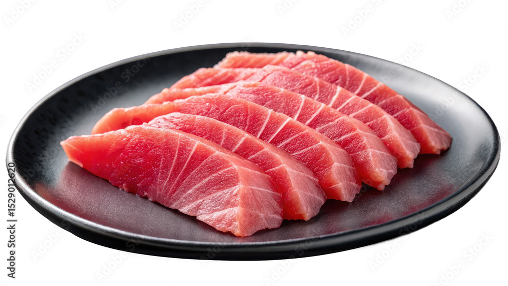 Fresh Tuna Slices on Dark Plate, AI generated Fresh Tuna Slices on Dark Plate, AI generated