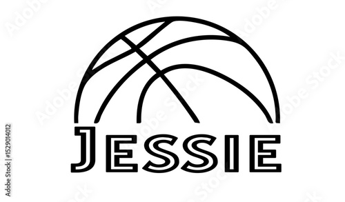 Foto jessie – first name in sporty style with a stylized basketball sketch