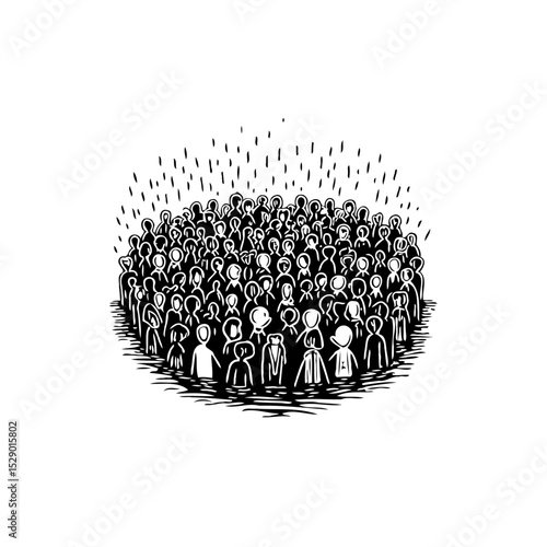 Abstract Crowd Illustration: Diverse Group of People Gathered Together in Unity