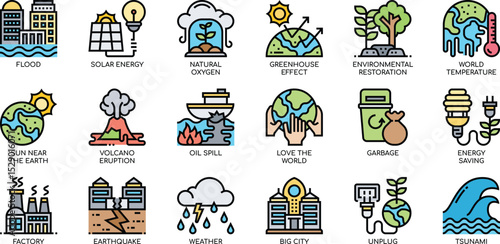 Infographic Environmental Issues and Sustainable Solutions – A Visual Guide to Climate Change, Pollution, and Renewable Energy