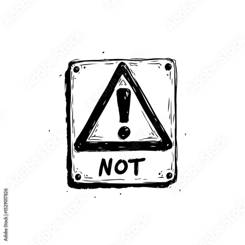 Hand-Drawn Attention Sign with Exclamation Point: A Warning and Cautionary Symbol